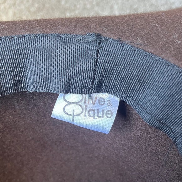Olive & Pique Chocolate Brown Wool Felt Floppy Hat | Women’s | Feather Band - Picture 5 of 6